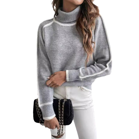Pullover Langarm-Rollkragenoberteil einfarbig locker lässig vielseitiger Pullover m300605 