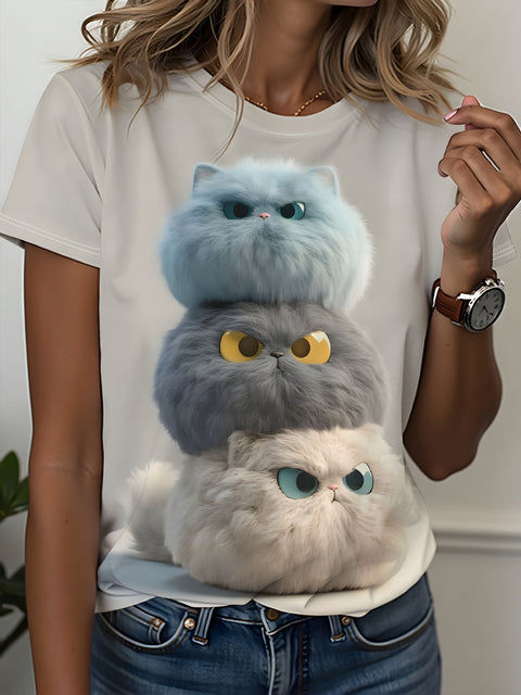 Women's Crew Neck Short Sleeve Casual Fashion Top m302607