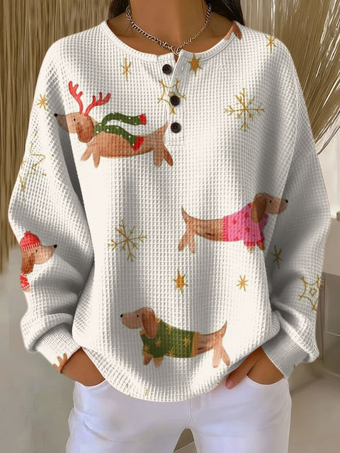 3D digital printing loose casual waffle stand-up collar long sleeve m303065