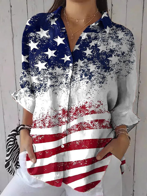 Spring women's long-sleeved shirt 3D digital printing women's casual loose shirt m302475