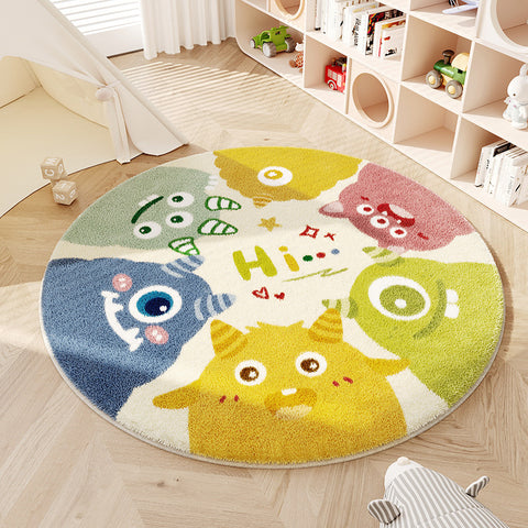 Cartoon Monster Nachahmung Kaschmir Teppich Runde Nacht Teppich Hängenden Korb Rotierenden Stuhl Boden Matte M3331026