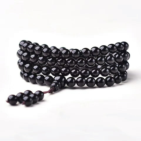 Armband aus natürlichem Obsidian mit 108 Perlen m3331285