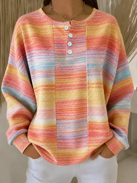 Delicate plaid fashion print women's button sweater FF303387