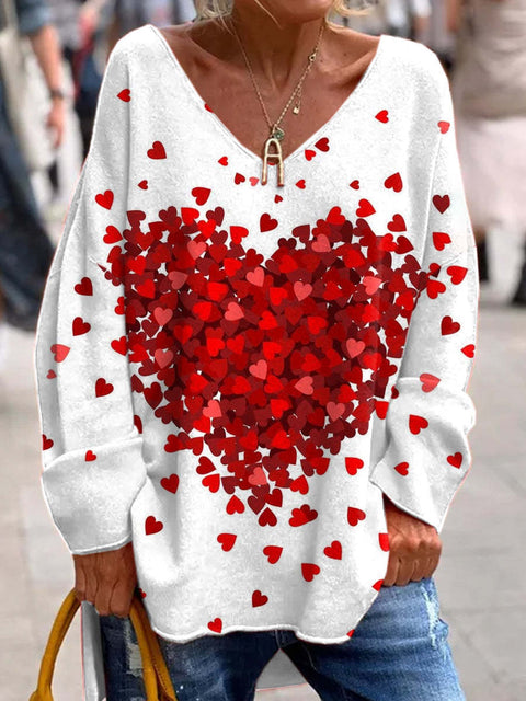 Large size split love dog 3D printing urban casual women's long T-shirt m301662