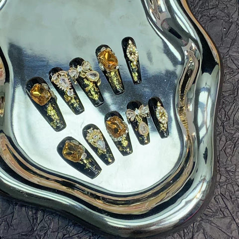 Schwere Industrie Luxus Legierung K9 Zirkon Dame Nail art Königin Zepter Nagel Aufkleber m3331208