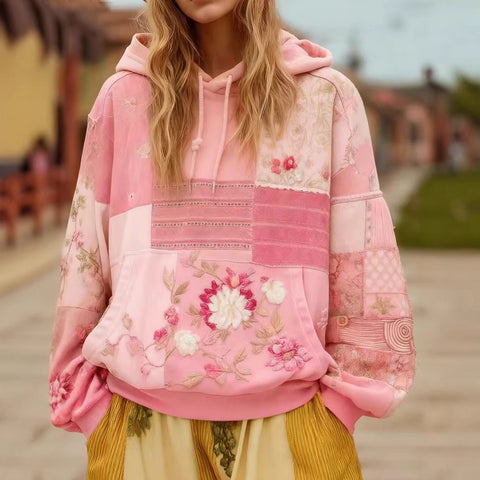 casual hooded long-sleeved pullover, regular digital printing women's sweater FF303127