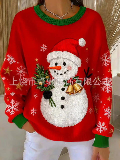 Knitted top snowflake christmas tree mix and match casual commuter sweater m302212