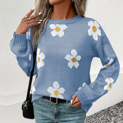 Mehrfarbiger modischer Langarm-Jacquardpullover für Damen m300625 