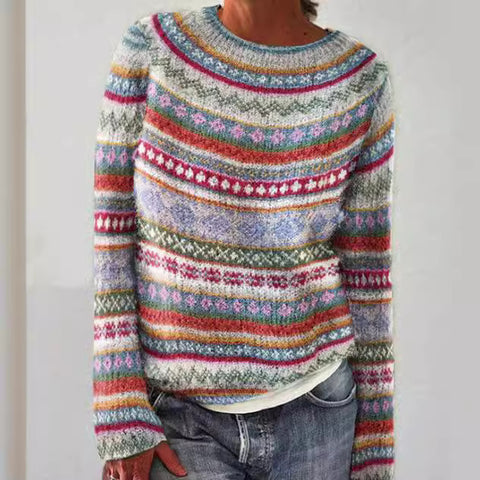Neuer Pullover mit Rundhalsausschnitt, farblich passender, lockerer, modischer Pullover, Strickpullover m300454 