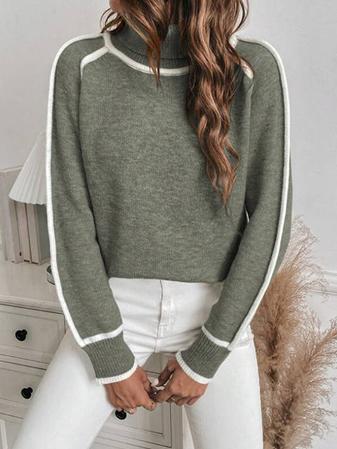 Pullover Langarm-Rollkragenoberteil einfarbig locker lässig vielseitiger Pullover m300605 