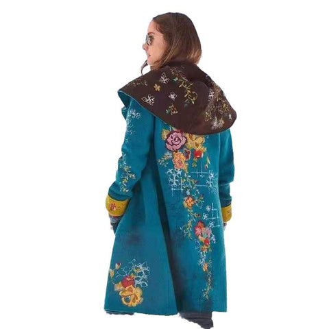 Medium and long printed top, long-sleeved woolen jacket FF303327