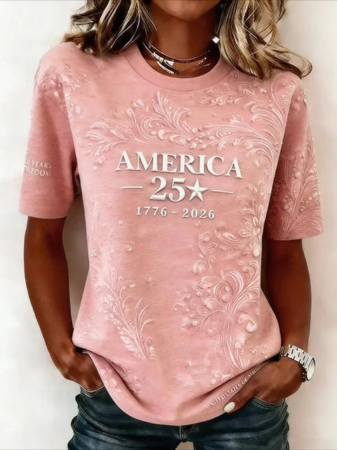 Digital Printed Casual Women's Crew Neck T-Shirt m302372