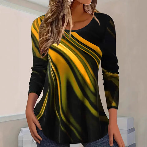 Fashion loose high-quality casual versatile colorful long-sleeved crew neck T-shirt m301757