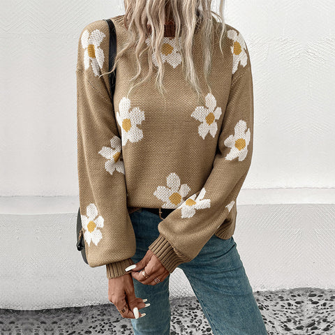 Mehrfarbiger modischer Langarm-Jacquardpullover für Damen m300625 