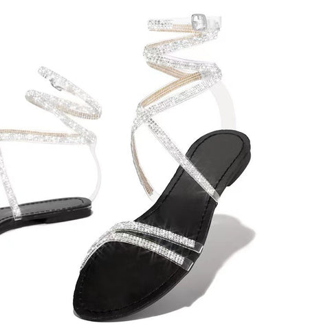 Summer New Fish Mouth Solid Bottom Water Diamond Women's Fashion Sandals M3331066