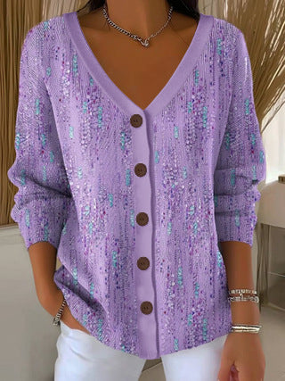3D Digital Printed Women's Shoulder Cardigan Sweater FF303400