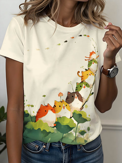 Women's Crew Neck Short Sleeve Casual Fashion Top m302607