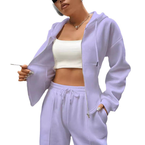Ensemble deux pièces décontracté et slim pour femme, cardigan à capuche tendance, m300946 