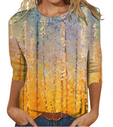 Einfarbiges T-Shirt mit Rundhalsausschnitt und Aufdruck m300770 