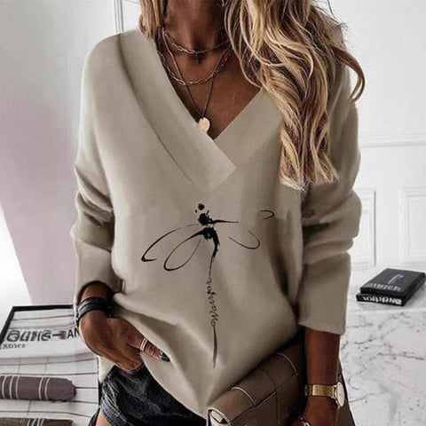 Women's Independent Station Amazon New V-Neck Printed Sweatshirt Top M302282