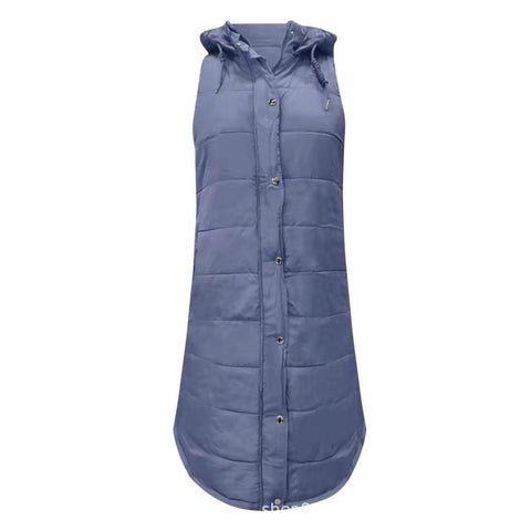 Einfarbige einreihige mittellange und lange Baumwolljacke mit Kapuze, Weste, Oberteil m300568 