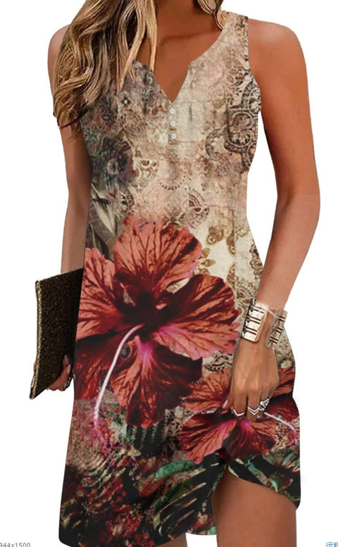 Small Suspender Sexy Sleeveless Printed Dress m303189