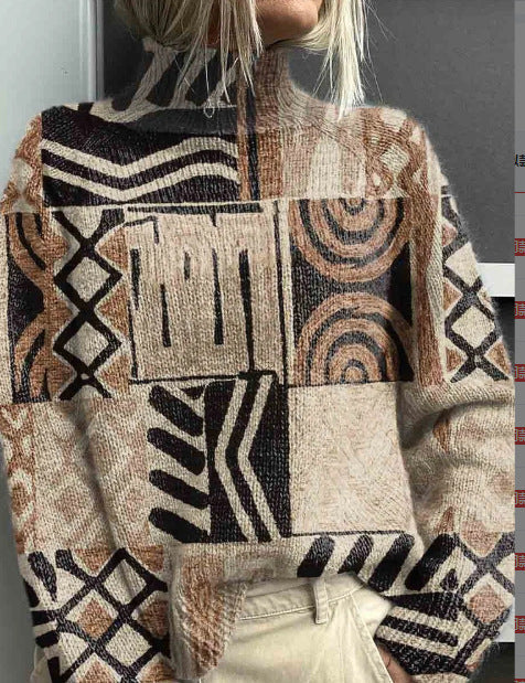 Christmas abstract print casual cape jacket cardigan sweater m302114