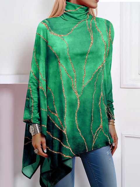 3D printing loose turtleneck urban casual women's T-shirt m302409