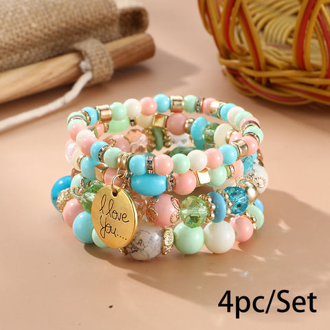 Neues böhmisches Armband, kreatives Quasten-Mehrschicht-Perlenarmband m3331286