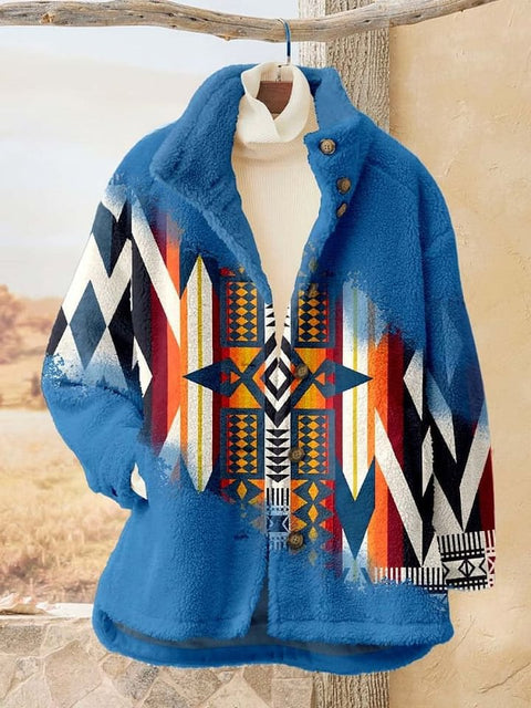 Loose 3D digital print women fleece jacket top autumn and winter m302122