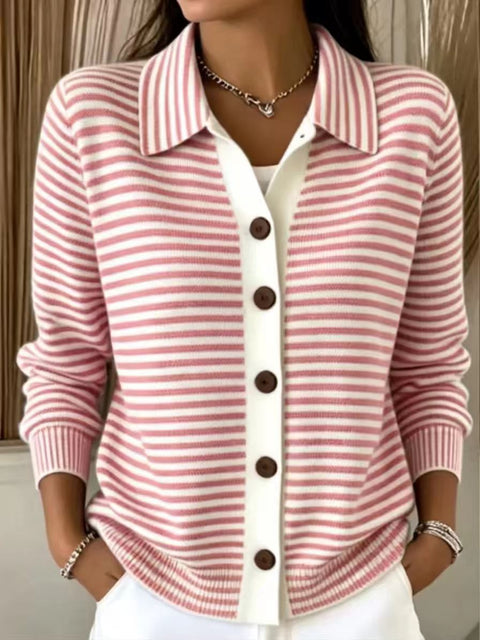 Knitted striped sweater cardigan jacket m303216