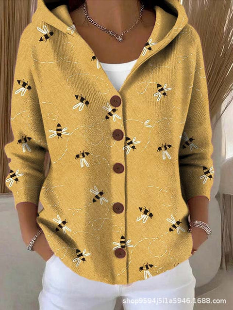 New black button hooded cardigan women's pure leisure fashion sweater jacket women's Christmas m302115