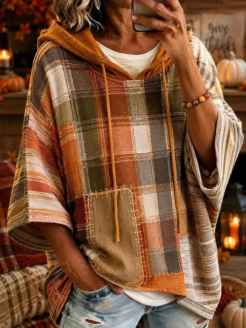 Autumn and winter women's new plaid contrasting color printing women's casual sweater FF303267