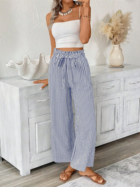 Pantalon droit élégant et décontracté à rayures pour femme m301455 