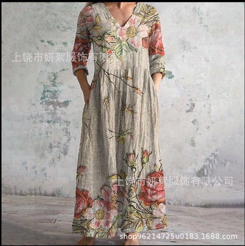 3D printing Amazon European and American summer casual loose long-sleeved dress m301729