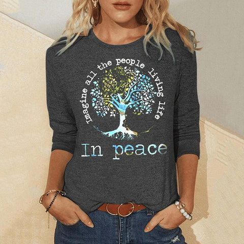Digitaldruck Langarm-Herbst-T-Shirt Damen Farbwechsel-T-Shirt Damen m300755 