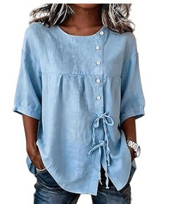 Temperament women's long-sleeved shirt printed top lace-up shirt m302925