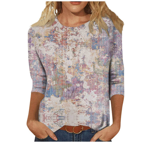 Einfarbiges T-Shirt mit Rundhalsausschnitt und Aufdruck m300770 