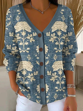 3D Digital Printed Women's Shoulder Cardigan Sweater FF303400