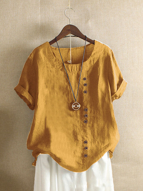 T-shirt ample en coton et lin pour femme, vêtement en coton et lin m300111 