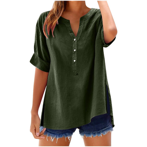 Chemise boutonnée en lin, haut décontracté et ample, m301356 