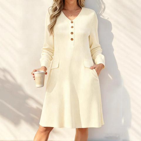 Comfortable and thin pit strip long sleeves knitted dress m302221