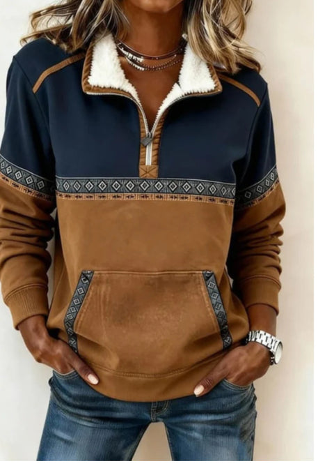 Long Sleeve Half Zipper Printed Casual Fashion European and American Trend Jacket FF303356