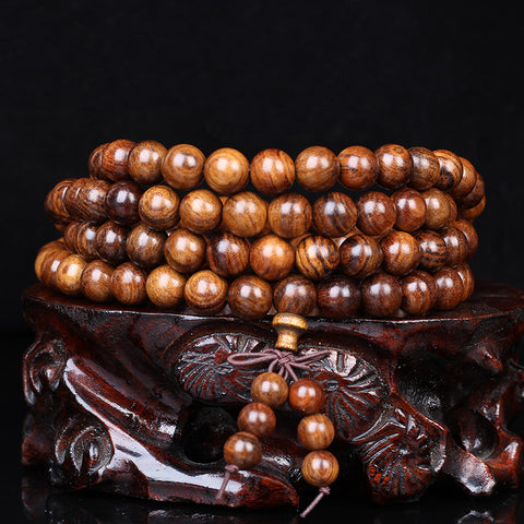 Natürliches vietnamesisches Huanghuali-Armband mit 108 Buddha-Perlen, Lotusarmband aus Palisander, duftendes Wenwan-Holzarmband m3331302