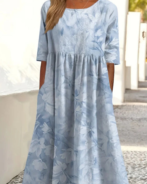 Loose fashion premium V-neck print dress m302742