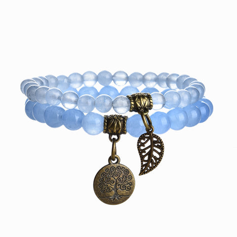 Baum des Lebens Blatt Anhänger Set Armband Bunte Tiger Auge Amethyst Achat Armband m3331289