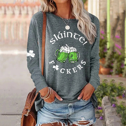 Digitaldruck Langarm-Herbst-T-Shirt Damen Farbwechsel-T-Shirt Damen m300755 