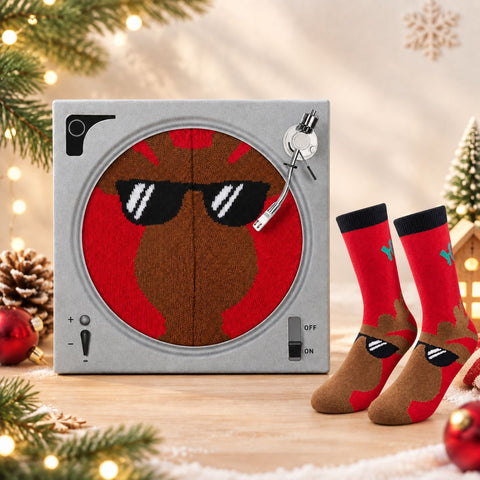 Christmas-themed record-shaped gift box socks, double boxed inside and outside FF3332064