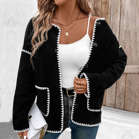 Herbst und Winter Damenbekleidung lose farblich passende Fleecejacke m300620 