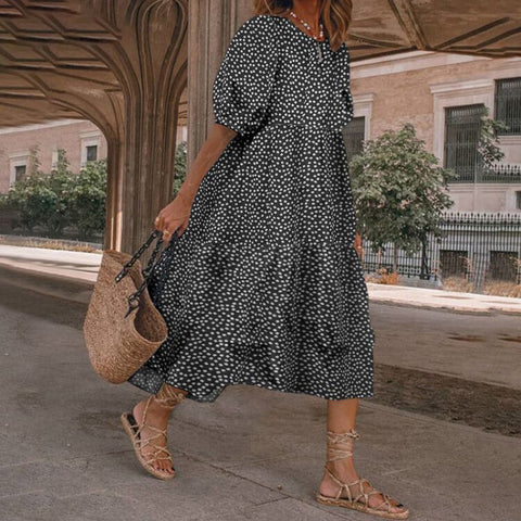 Robe ample décontractée à carreaux et manches longues m301460 